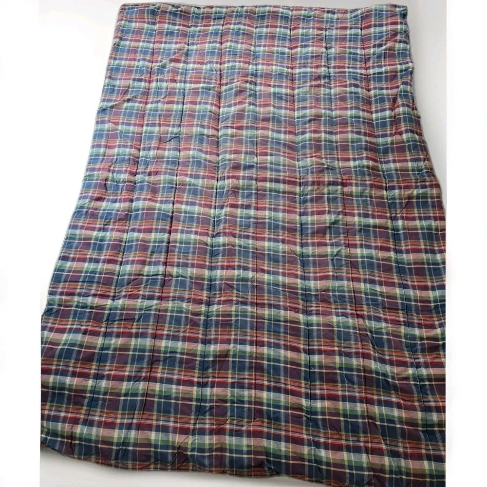 Vintage RALPH LAUREN Garrison Madras Plaid Reversible Comforter Made in USA Twin
